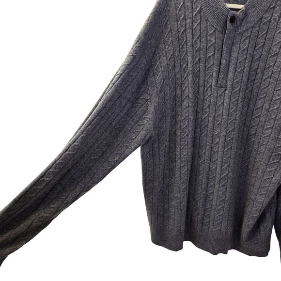Peter Millar Wool & Cashmere Blend Cable Knit Quarter Zip Sweater Size 2X Tall - Picture 7 of 8